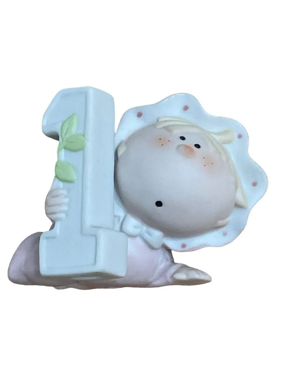 Bumpkins Baby Girl #1 First Birthday Baby Cake topper figurine 2.5”X 2” Crawling